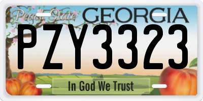 GA license plate PZY3323