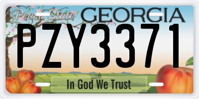 GA license plate PZY3371