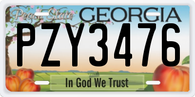 GA license plate PZY3476
