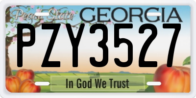 GA license plate PZY3527