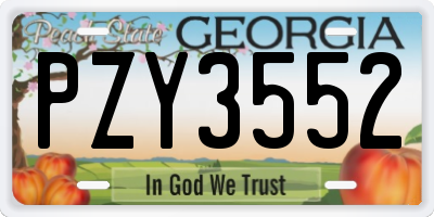 GA license plate PZY3552