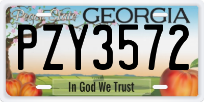 GA license plate PZY3572
