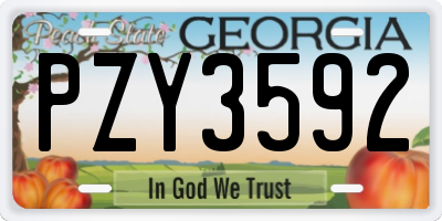 GA license plate PZY3592