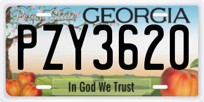 GA license plate PZY3620