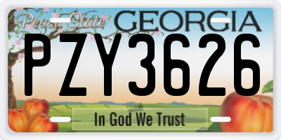 GA license plate PZY3626