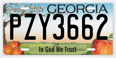 GA license plate PZY3662