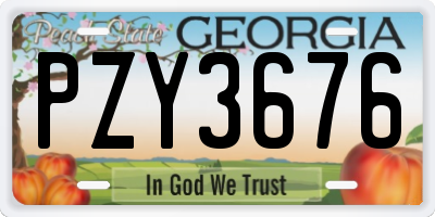 GA license plate PZY3676
