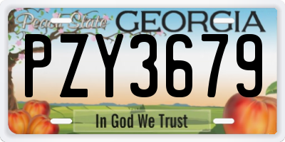 GA license plate PZY3679