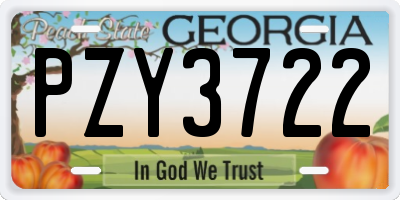 GA license plate PZY3722