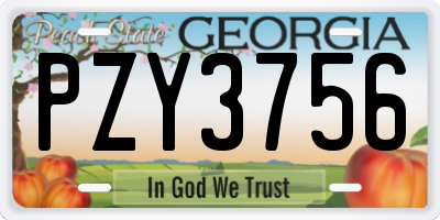 GA license plate PZY3756