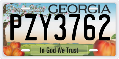 GA license plate PZY3762