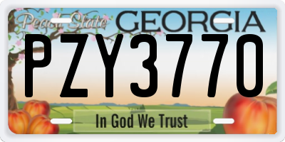 GA license plate PZY3770