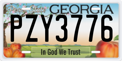GA license plate PZY3776