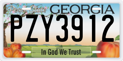 GA license plate PZY3912