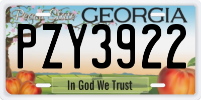 GA license plate PZY3922
