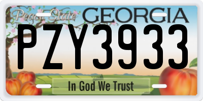 GA license plate PZY3933