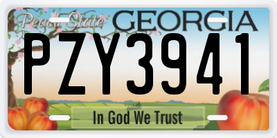 GA license plate PZY3941