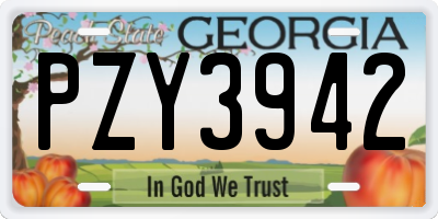 GA license plate PZY3942