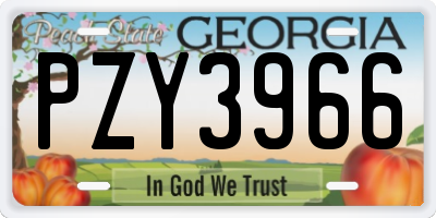 GA license plate PZY3966