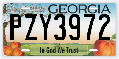 GA license plate PZY3972