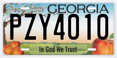 GA license plate PZY4010