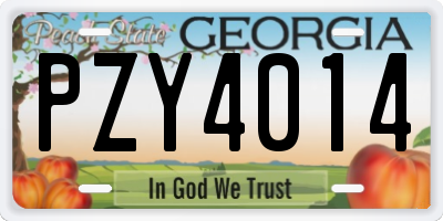 GA license plate PZY4014