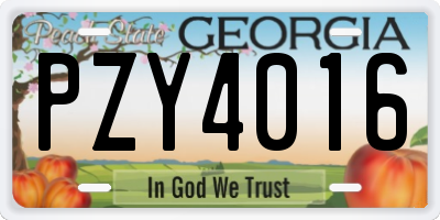 GA license plate PZY4016