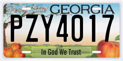 GA license plate PZY4017
