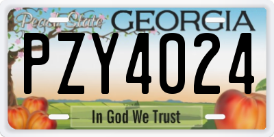 GA license plate PZY4024