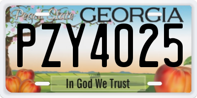 GA license plate PZY4025