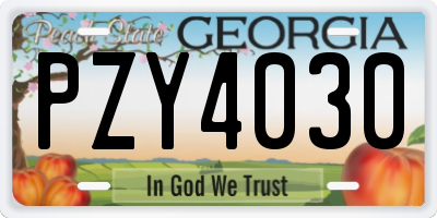 GA license plate PZY4030