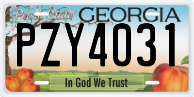 GA license plate PZY4031