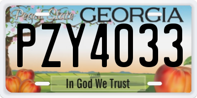 GA license plate PZY4033