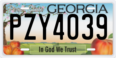 GA license plate PZY4039