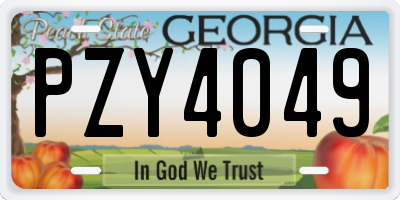 GA license plate PZY4049