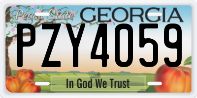 GA license plate PZY4059