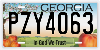 GA license plate PZY4063