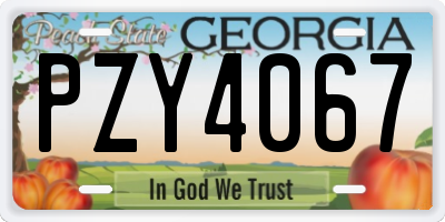 GA license plate PZY4067