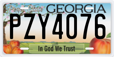 GA license plate PZY4076