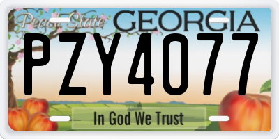 GA license plate PZY4077