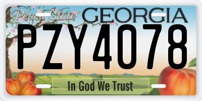 GA license plate PZY4078