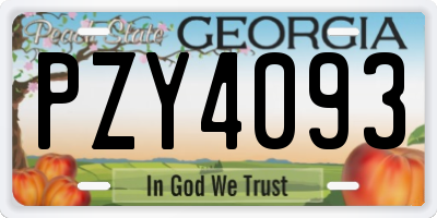 GA license plate PZY4093