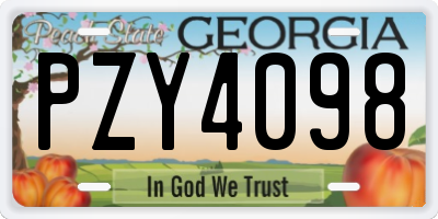 GA license plate PZY4098