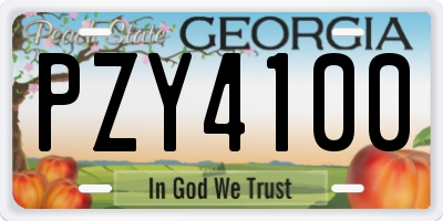 GA license plate PZY4100