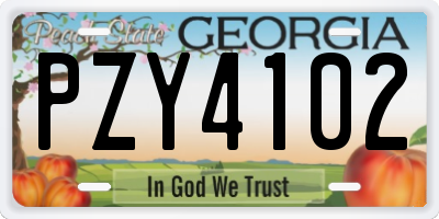 GA license plate PZY4102
