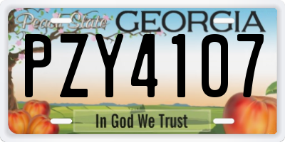 GA license plate PZY4107