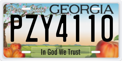 GA license plate PZY4110