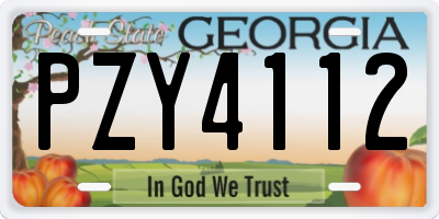 GA license plate PZY4112