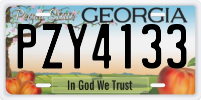 GA license plate PZY4133