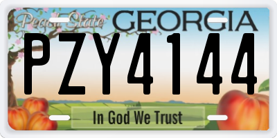 GA license plate PZY4144